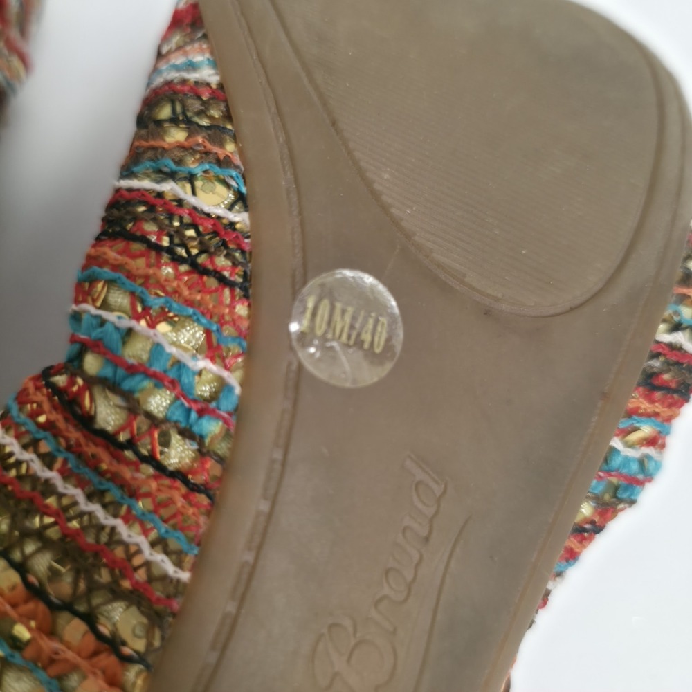 Lucky Brand Emmie Ballet Flats Boho Crochet Sequin Stripe Slip On Shoes Size 10 - Picture 5 of 6